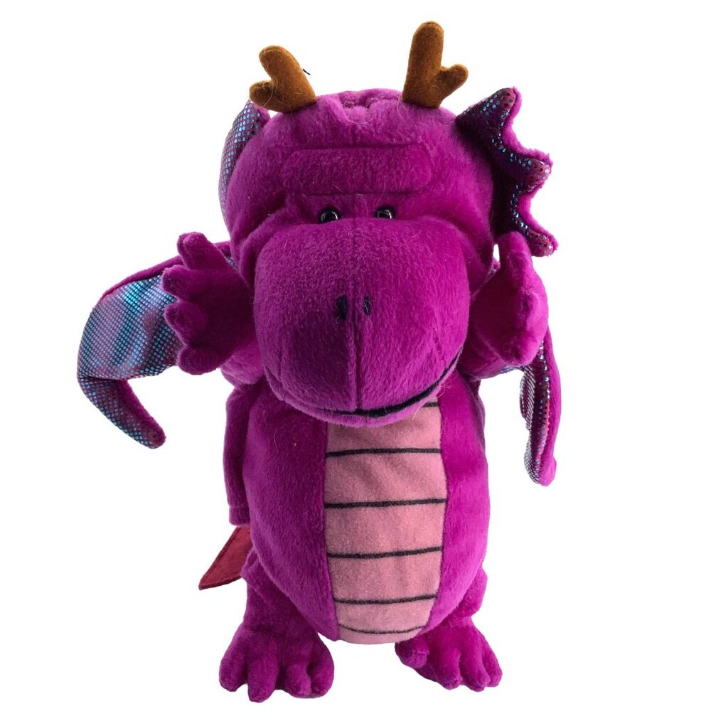 Royal Dragon Hand Puppet Purple Plush Stuffed Animal Doll Toy 10" Purple Pink